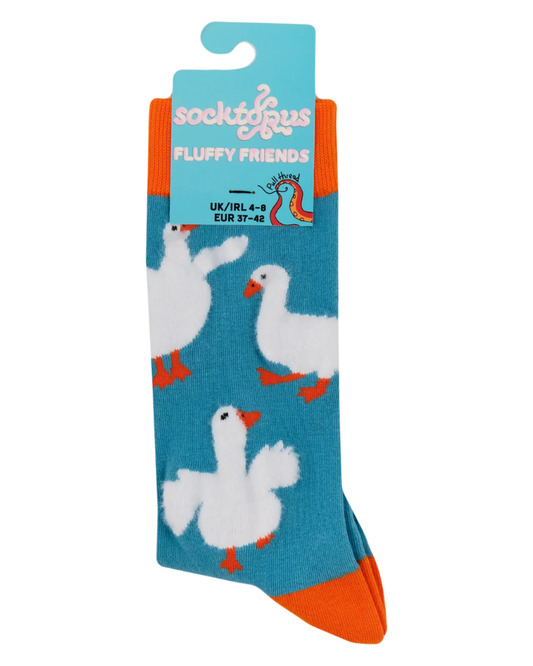 Fluffy Silly Goose Crew Socks