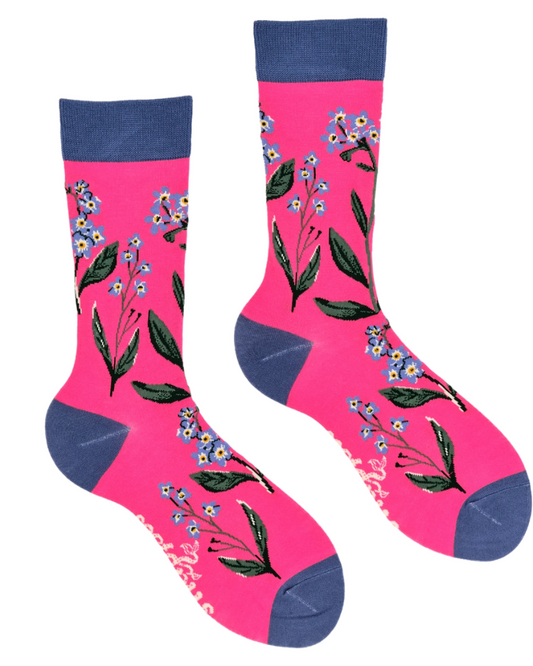 Forget Me Not Floral Crew Socks