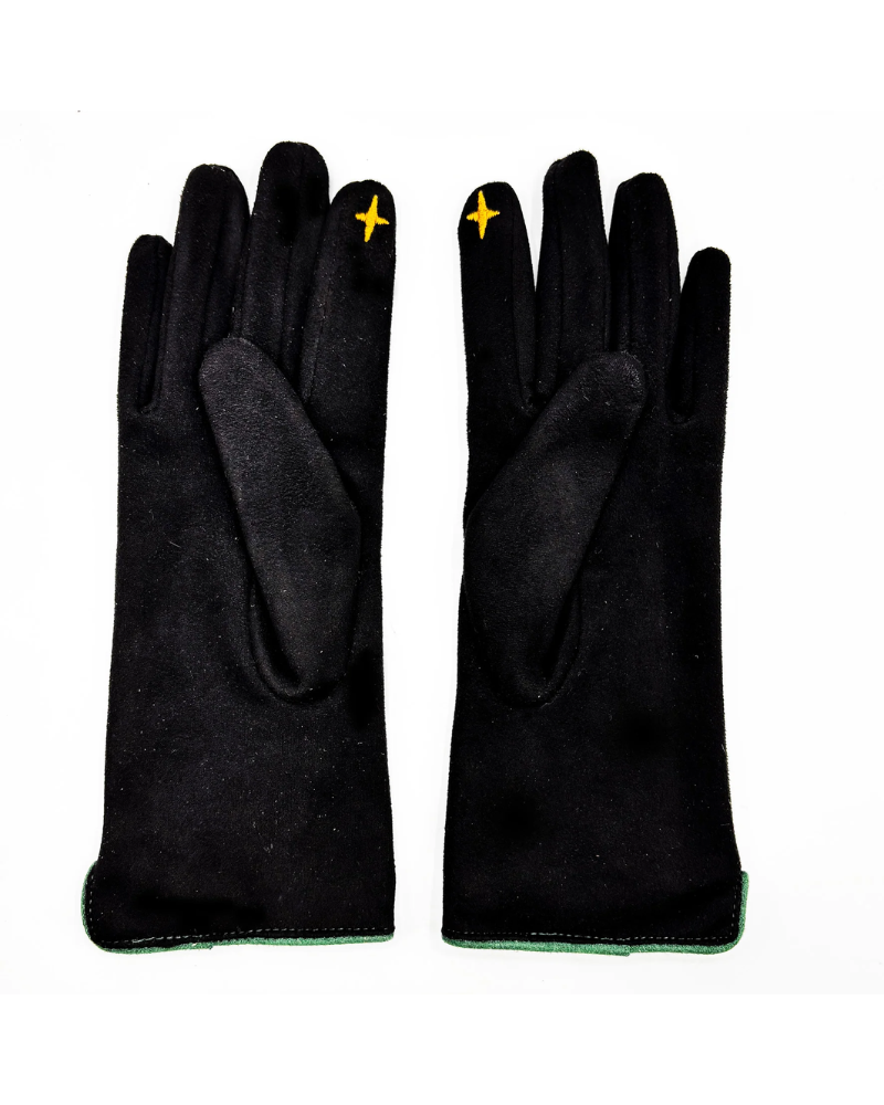 Secret Garden Embroidered Robin Gloves in Black