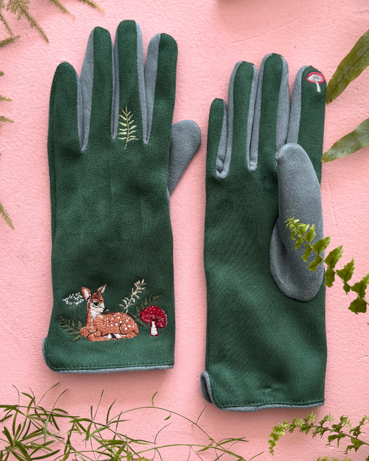 Secret Garden Embroidered Deer Gloves