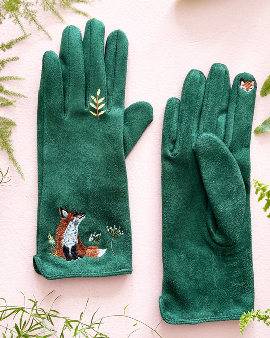 Secret Garden Embroidered Fox Gloves