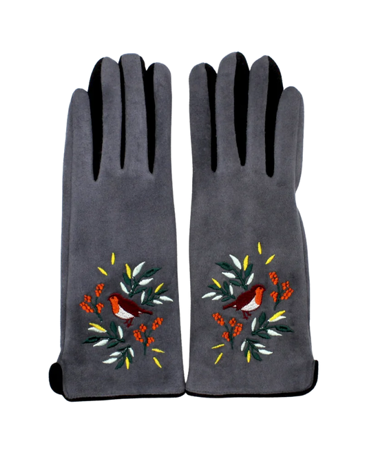 Secret Garden Embroidered Robin Gloves