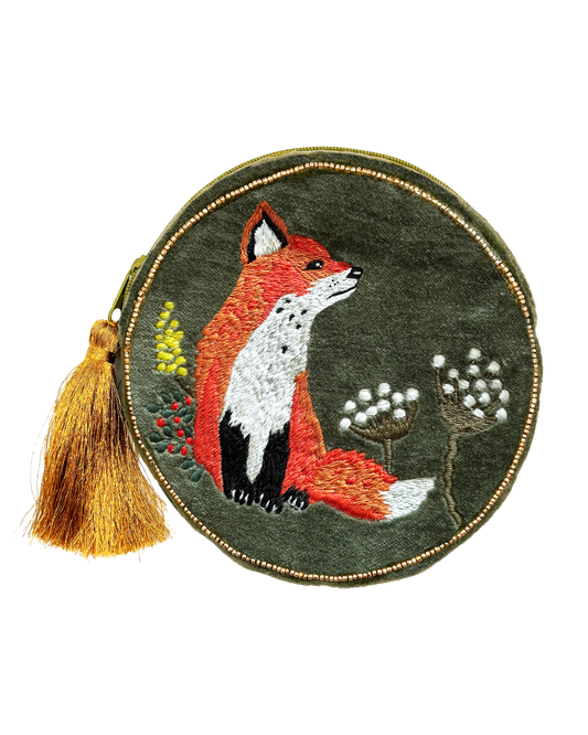 Secret Garden Fox Round Zip Purse