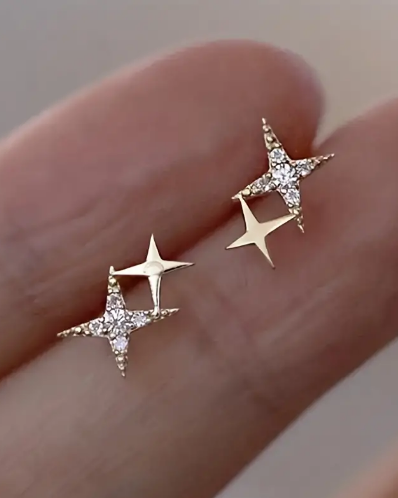 Shiny Zirconia Star Earrings