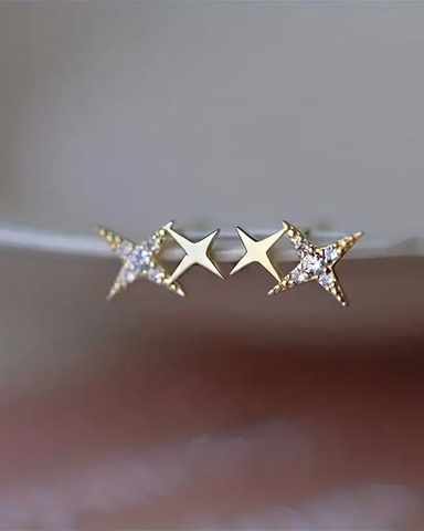 Shiny Zirconia Star Earrings