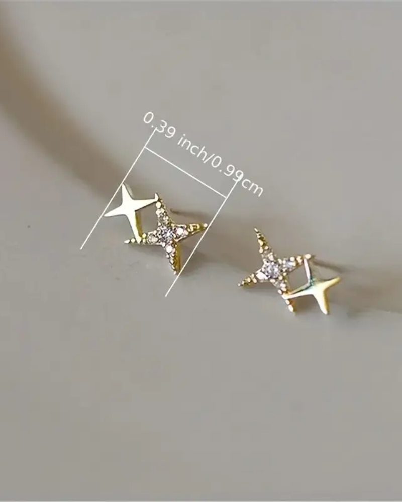 Shiny Zirconia Star Earrings