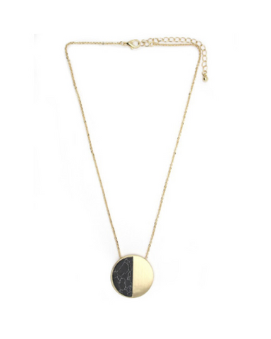 Howlite Stone Round Pendant Necklace