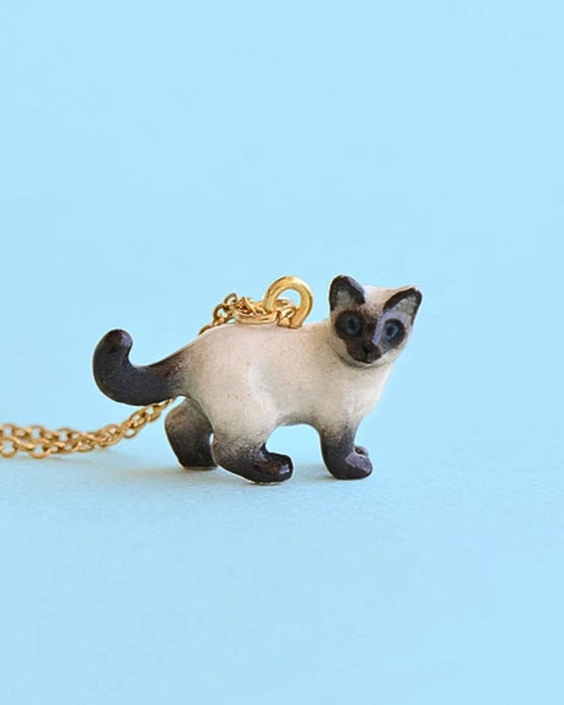 Siamese Cat Porcelain Necklace by Camp Hollow