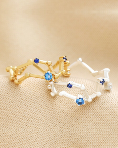 Blue Crystal Stars Constellation Adjustable Ring Assorted