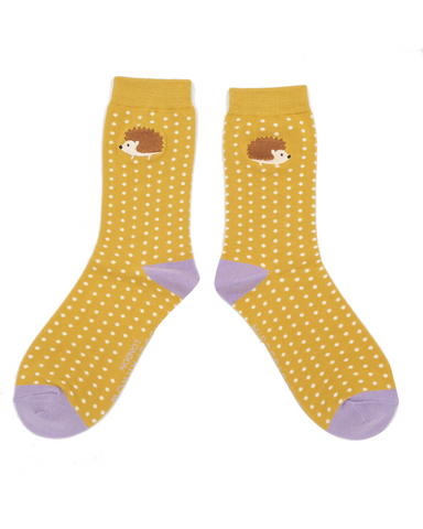 Women's Embroidered Hedgehog Socks | Miss Sparrow
