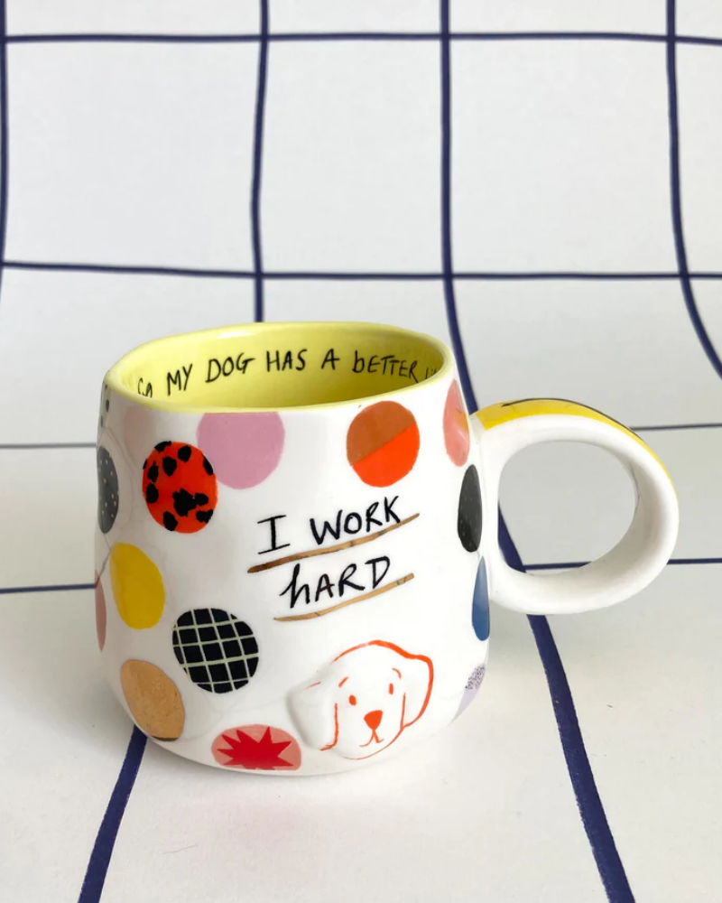 I Work Hard Dog Embossed Mug