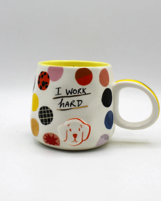 I Work Hard Dog Embossed Mug
