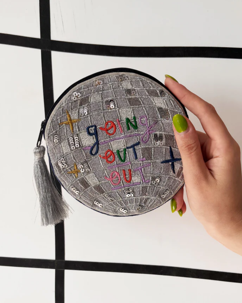 Going Out Out Disco Ball Round Purse