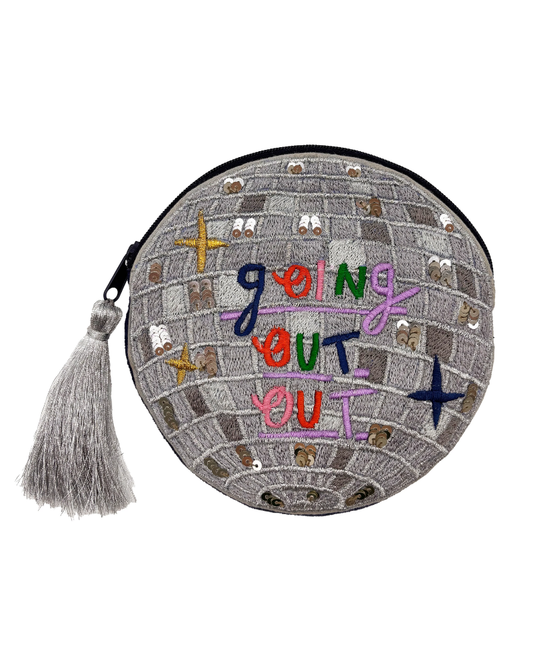 Going Out Out Disco Ball Round Purse