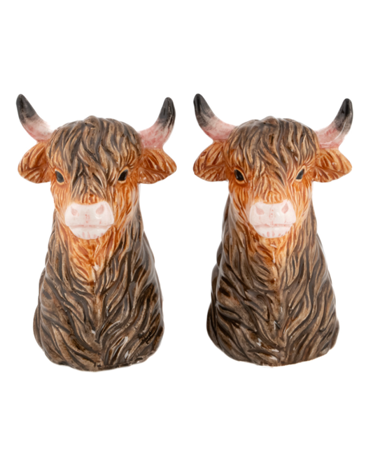 Painted Highland Cow Heads Salt & Pepper Set