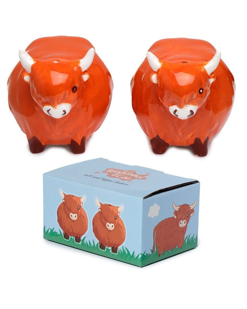 Highland Coo Cow Ceramic Salt & Pepper Set