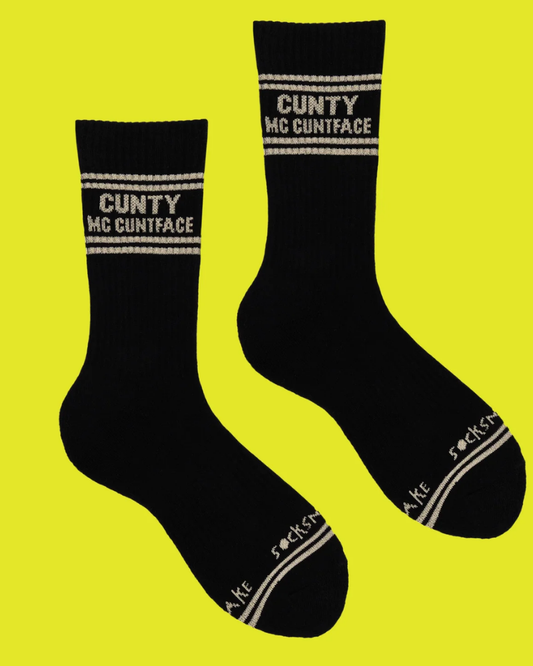 Cunty McCuntface Sweary Sport Socks Black & Gold