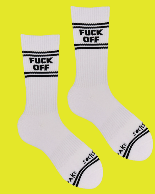 Fuck Off Sweary Sport Socks White & Black