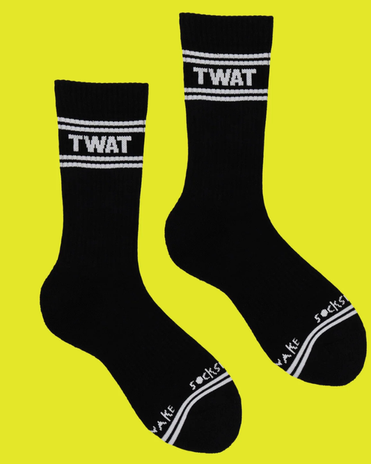 Twat Sweary Sport Socks Black & White