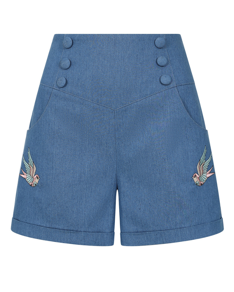 Millie Swallows High Waisted Denim Shorts