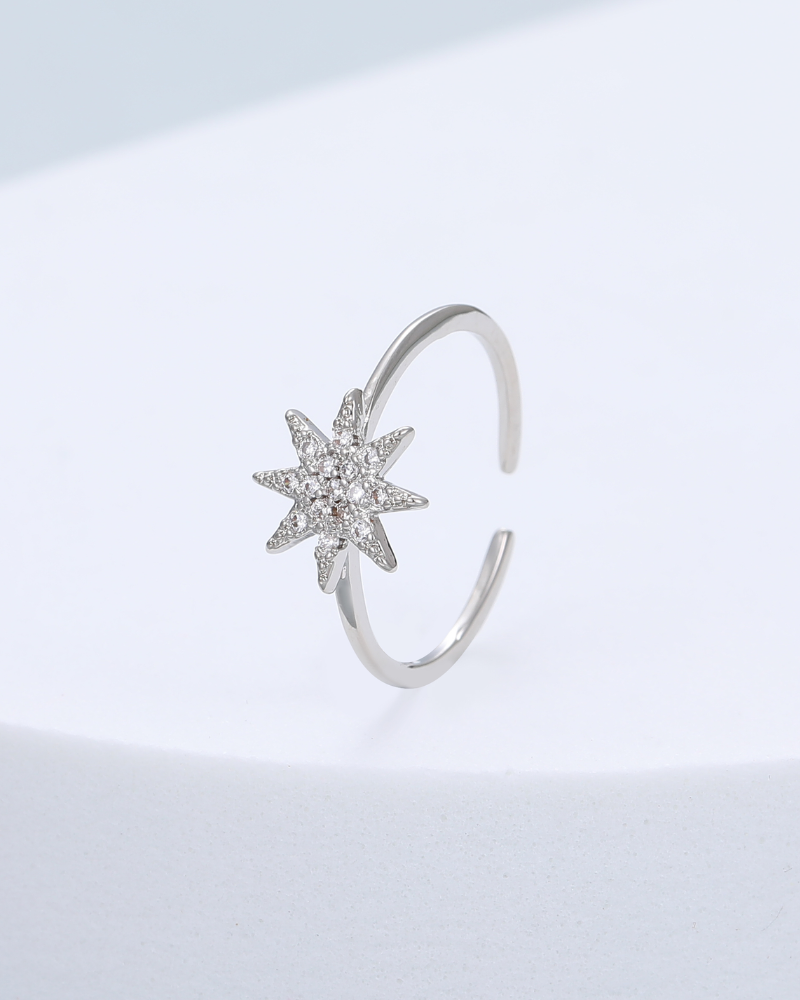 Silver Sparkling Star Adjustable Ring