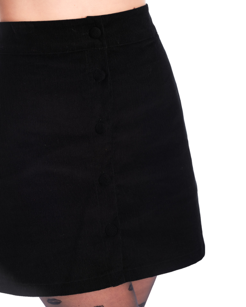Sundown Corduroy Mini A Line Skirt In Black By Banned Apparel