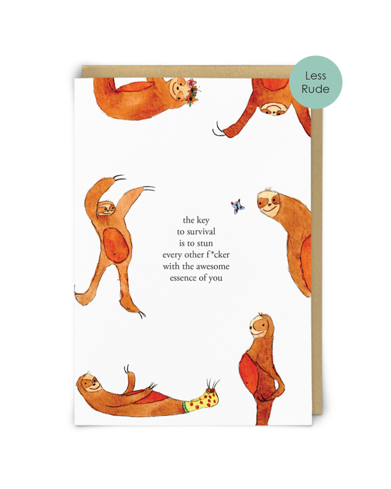 Awesome Survival Sloth Greeting Card