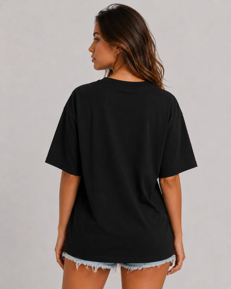 Relaxed Celestial Graphic T-Shirt in Black