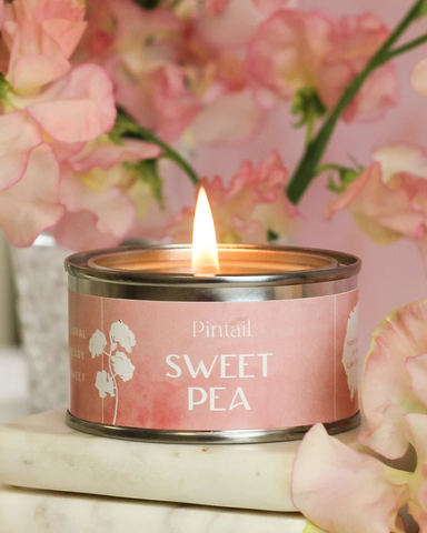 Sweet Pea Scented Paint Pot Tin Candle