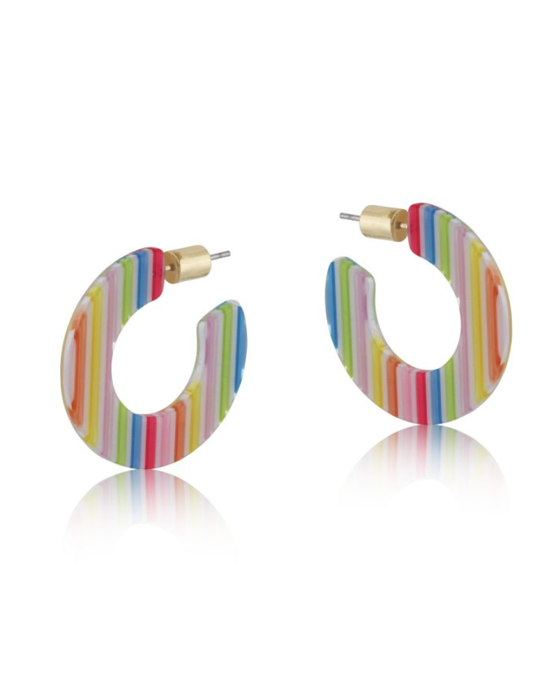 Sophia Stripe Hoop Earrings Rainbow