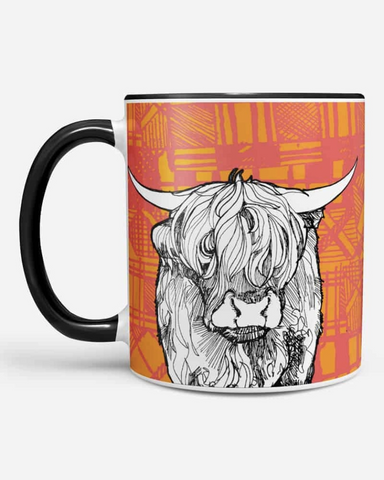 Scottish Tartan Cow Chunky Mug By Gillian Kyle
