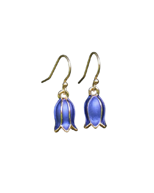 Bluebell Flower Drop Earrings in Gold