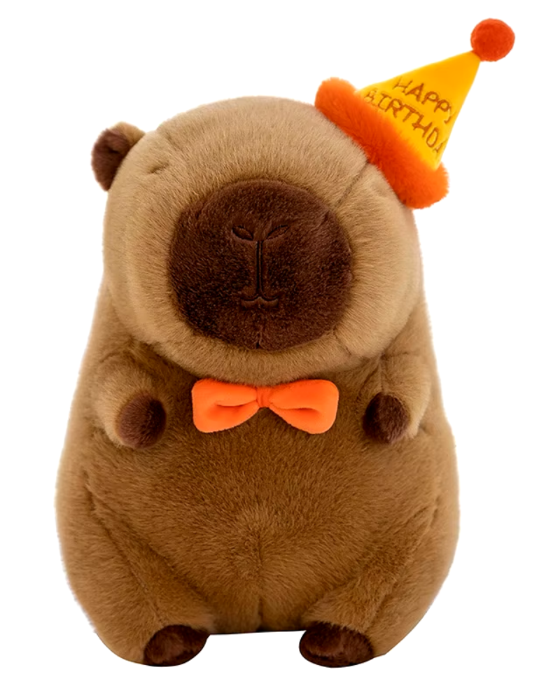 Capybara with Party Hat Birthday Plush Toy
