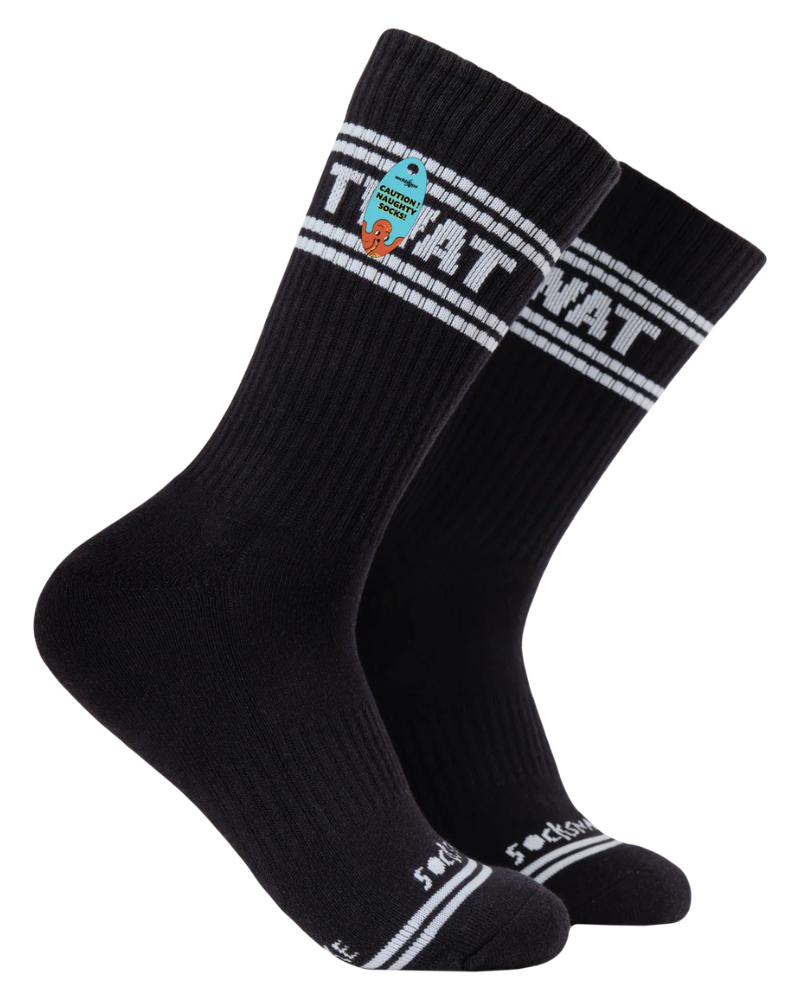 Twat Sweary Sport Socks Black & White