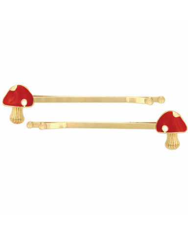 Tiny Toadstools Gold Bobby Pin Set