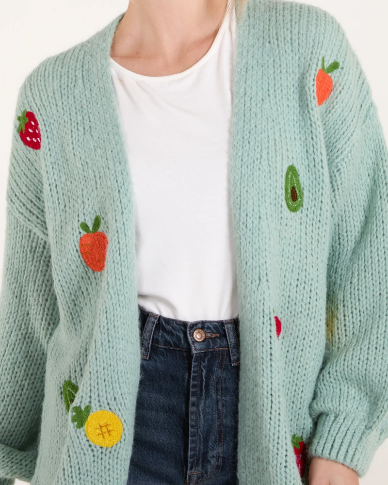 Embroidered Fruit Knitted Cardigan
