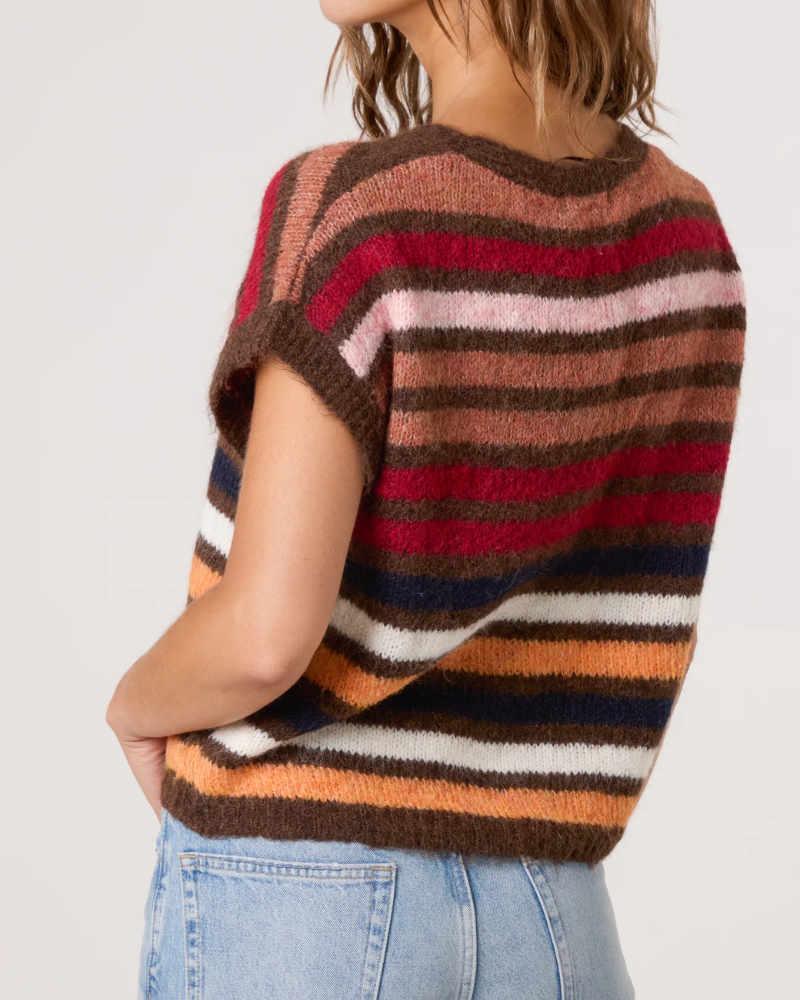 Striped Colourful Knit Vest Cardigan