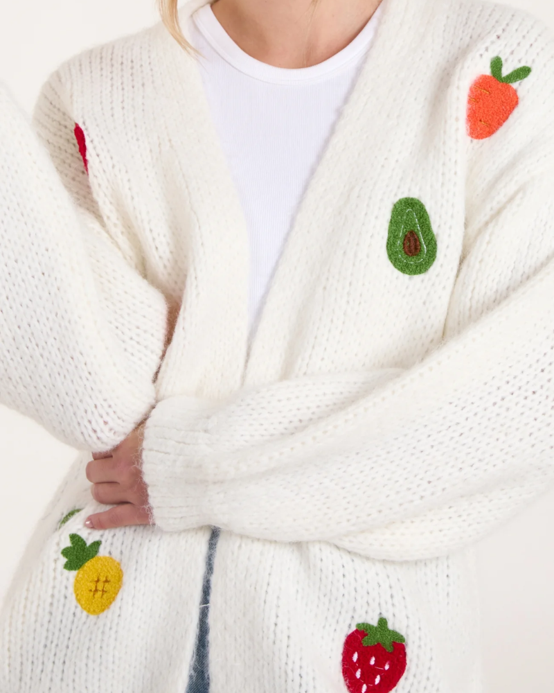 Embroidered Fruit Knitted Cardigan