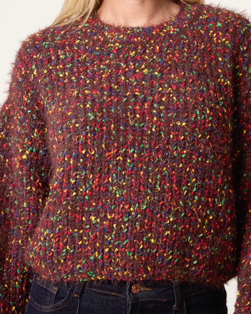 Space Dye Speckled Cropped Jumper in Brown