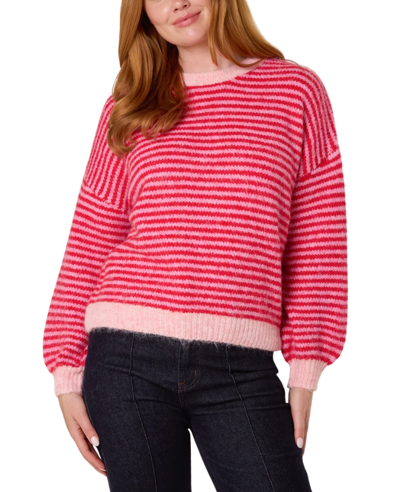 Cosy Pink & Red Stripe Jumper