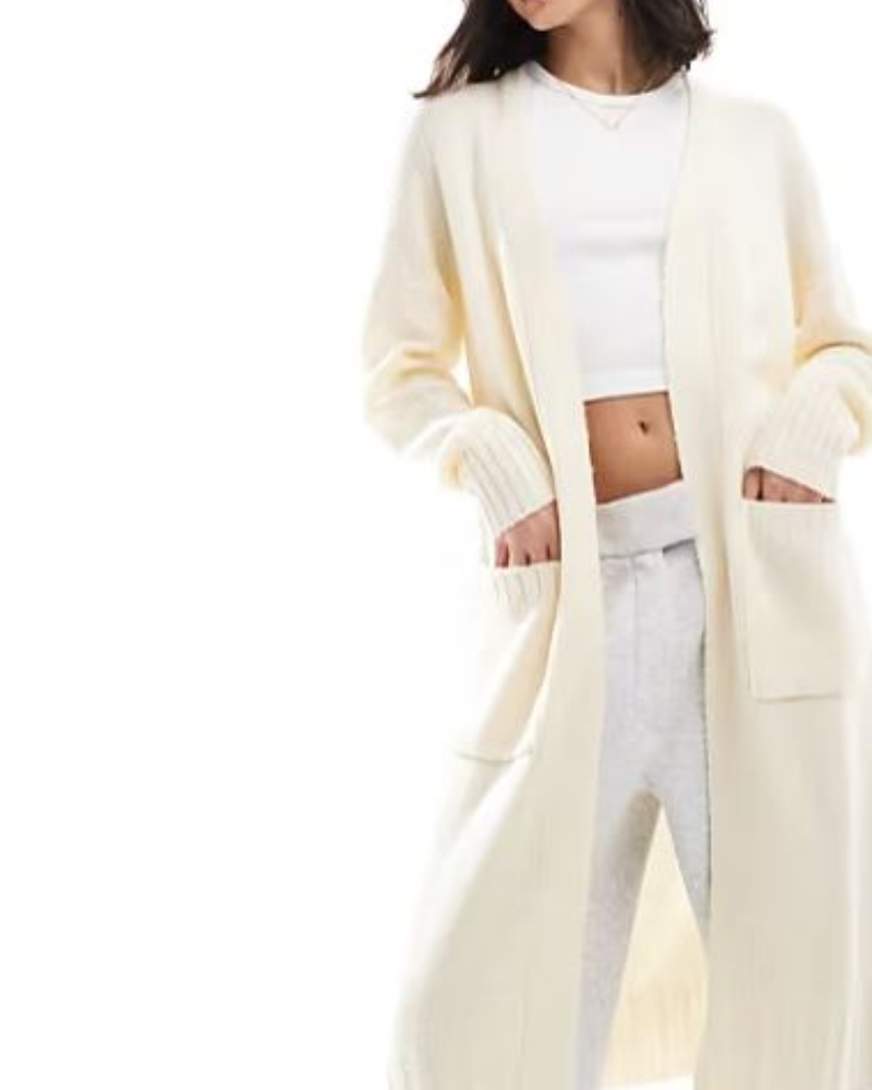 Cream Brushed Oversized Knitted Cardigan