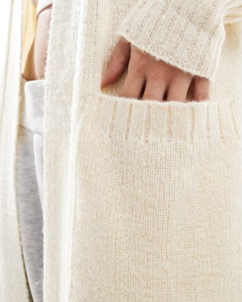 Cream Brushed Oversized Knitted Cardigan