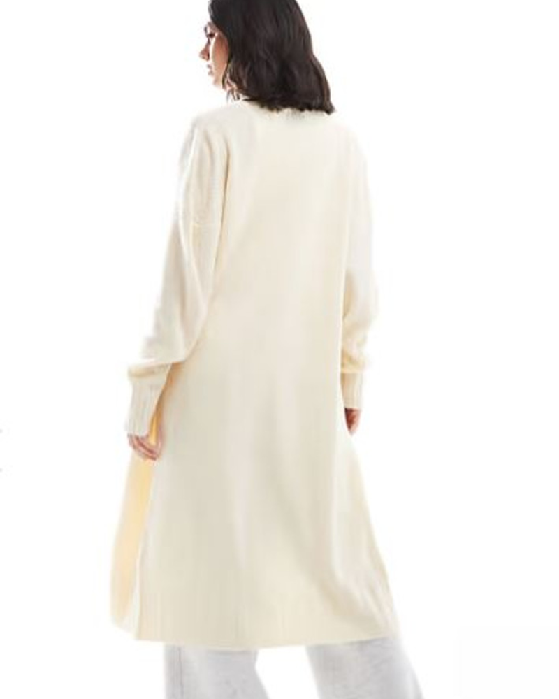 Cream Brushed Oversized Knitted Cardigan