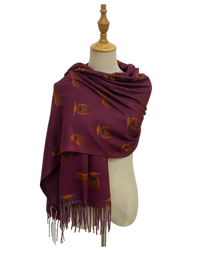 Highland Cow Tassel Scarf