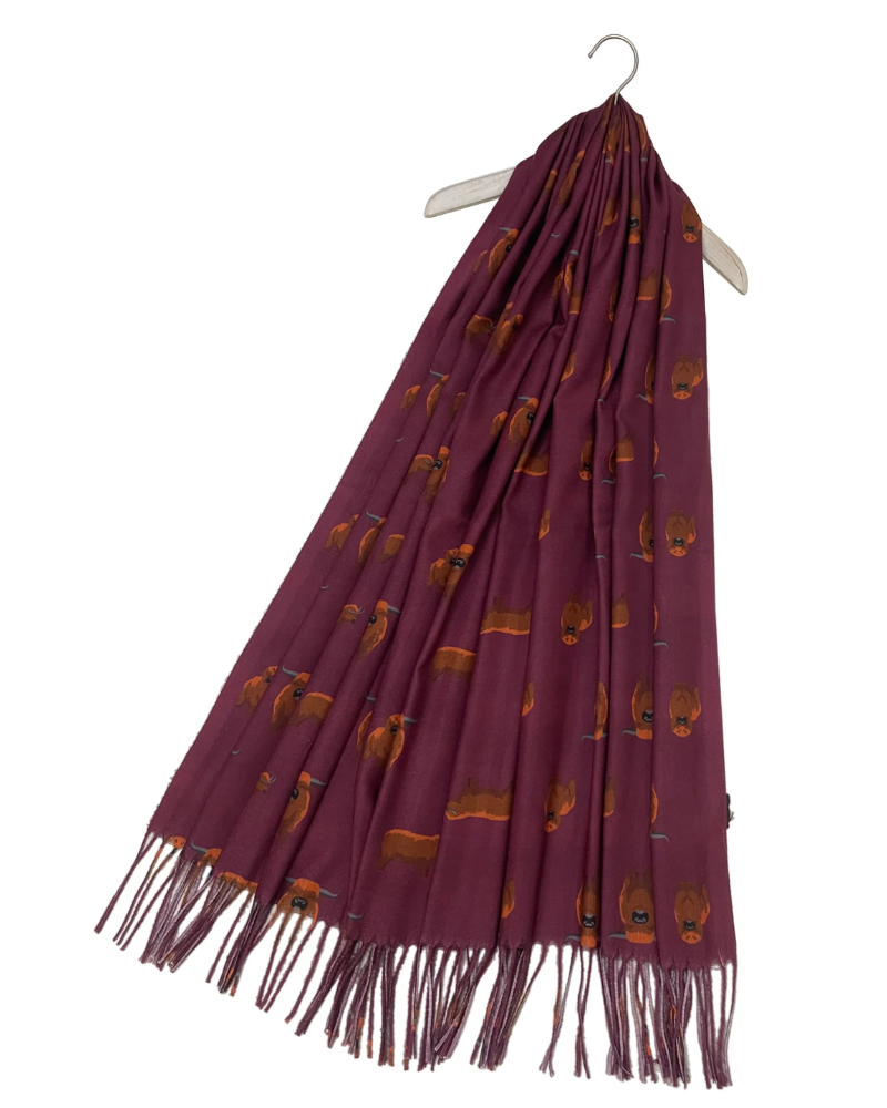 Highland Cow Tassel Scarf