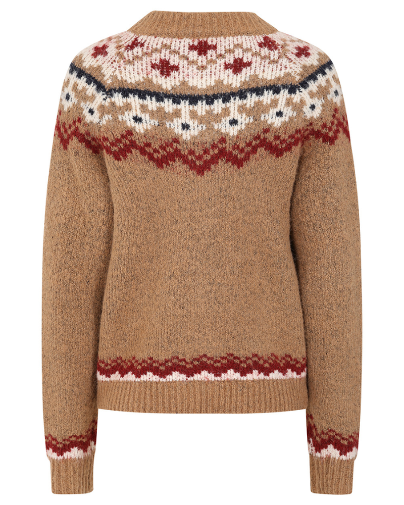 Brown Winnie Fair Isle Winter Toggle Cardigan by Banned Apparel