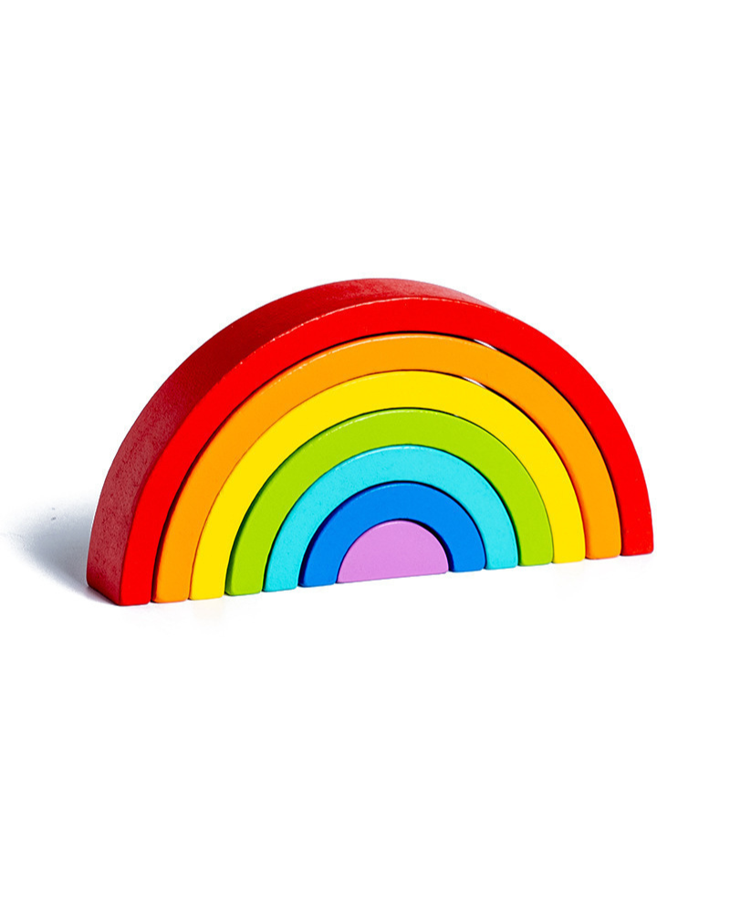 Wooden Rainbow-Shaped Building Blocks Toy