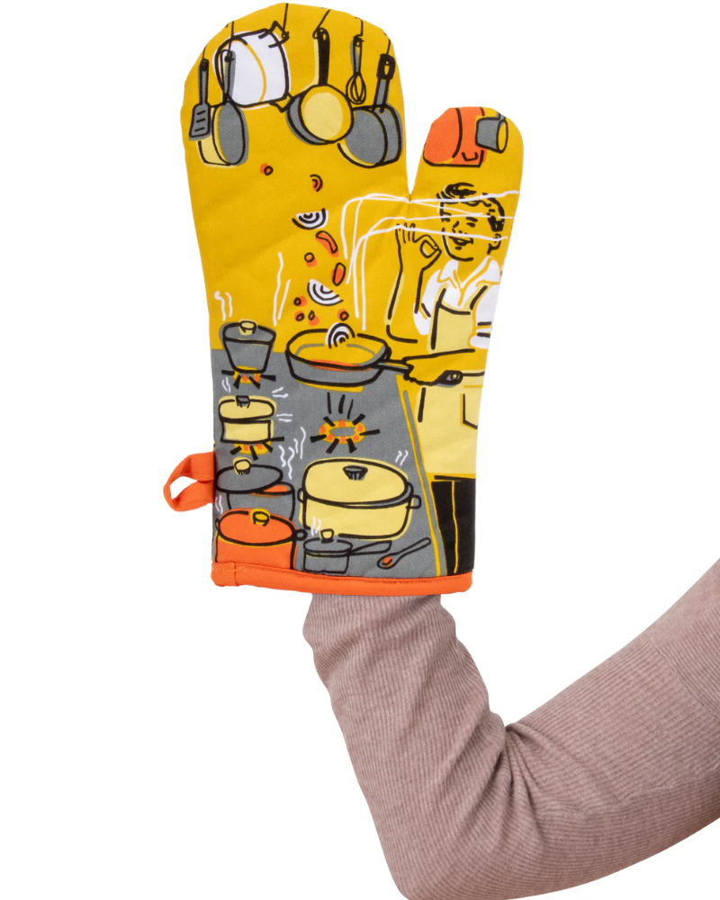 Man With a Pan Oven Mitt