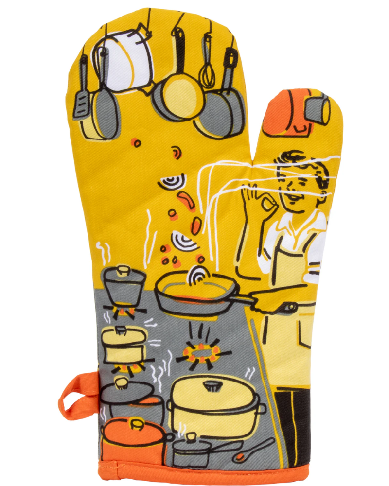 Man With a Pan Oven Mitt