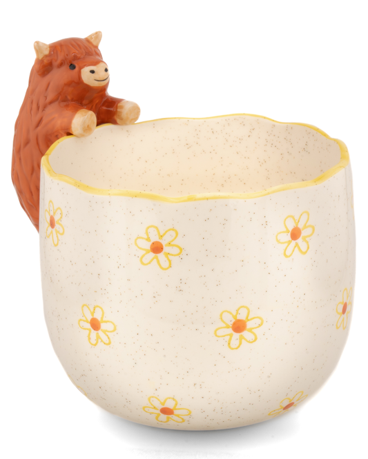 Peeking Highland Cow Planter